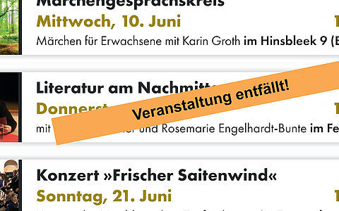 Literatur am Nachmittag - entfällt diesen Monat